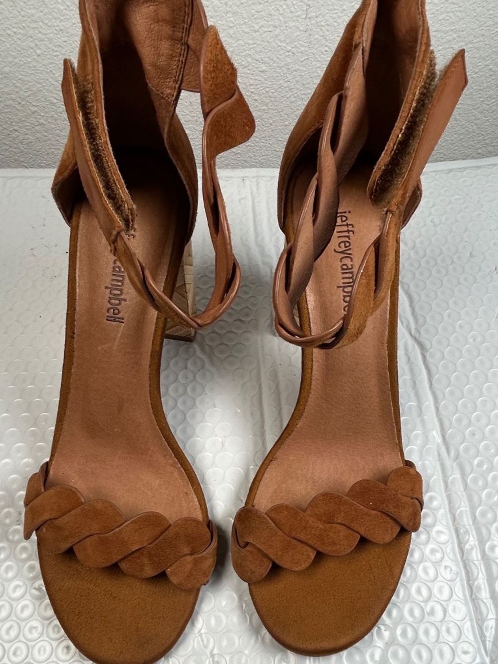 Jeffrey Campbell Style Lindsay Strappy Block Heel Pumps Size 7 Suede Leather